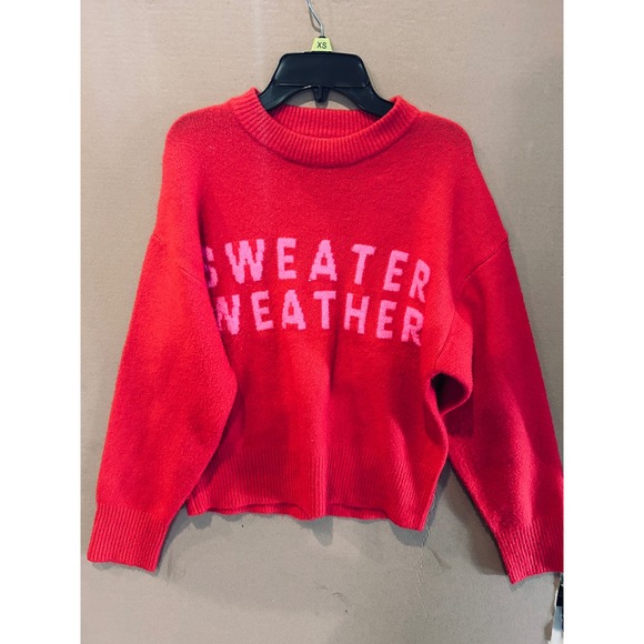 a new day Sweaters - A New Day Sweater Weather Graphic Pullover Womens S Red Pink Excellent Knit